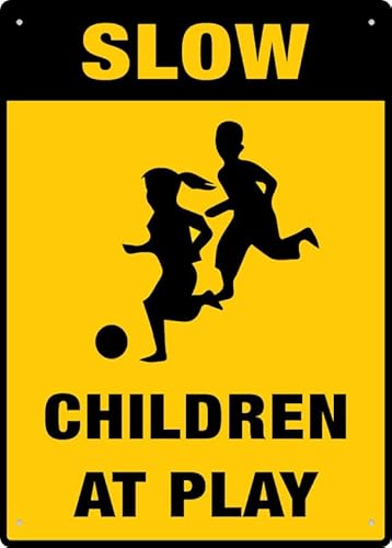 Puhayexi Blechschild mit Aufschrift "Slow Down Children At Play", 30,5 x 20,3 cm, ideal für Garten und Hof, Wanddekoration Puhayexi Blechschild mit Aufschrift "Slow Down Children At Play", 30,5 x 20,3 cm, ideal für Garten und Hof, Wanddekoration von Puhayexi