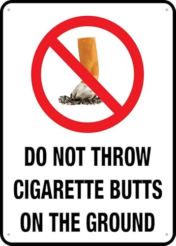 Puhayexi Metallschild mit Aufschrift "Do Not Throw Cigarette Butts On The Ground", 30,5 x 20,3 cm, Aluminiumschild, vorgebohrte Löcher für einfache Montage im Innen- und Außenbereich, für Zauntür oder Puhayexi Metallschild mit Aufschrift "Do Not Throw Cigarette Butts On The Ground", 30,5 x 20,3 cm, Aluminiumschild, vorgebohrte Löcher für einfache Montage im Innen- und Außenbereich, für Zauntür oder von Puhayexi