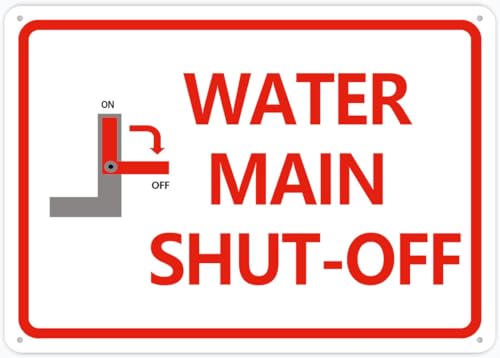Puhayexi Metallschild mit Aufschrift "Main Water Shut Off", 30,5 x 20,3 cm, vorgebohrte Löcher für einfache Montage im Innen- und Außenbereich, für Zauntür oder Tor Puhayexi Metallschild mit Aufschrift "Main Water Shut Off", 30,5 x 20,3 cm, vorgebohrte Löcher für einfache Montage im Innen- und Außenbereich, für Zauntür oder Tor von Puhayexi