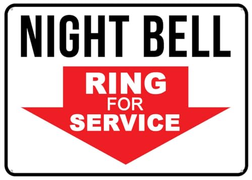 Puhayexi Night Bell Schild für Geschäft, 20,3 x 30,5 cm, rostfreies Aluminium, UV-Druck, 4 vorgebohrte Löcher, langlebig/wetterfest Puhayexi Night Bell Schild für Geschäft, 20,3 x 30,5 cm, rostfreies Aluminium, UV-Druck, 4 vorgebohrte Löcher, langlebig/wetterfest von Puhayexi