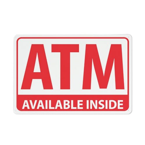 Puhayexi Schild "Atm Available Inside", 30,5 x 20,3 cm, Metall-Aluminiumschilder, wetterfest, für den Innen- und Außenbereich Puhayexi Schild "Atm Available Inside", 30,5 x 20,3 cm, Metall-Aluminiumschilder, wetterfest, für den Innen- und Außenbereich von Puhayexi