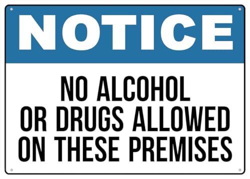 Puhayexi Schild mit Aufschrift "No Alcohol Or Drugs Allowed On These Premises", UV-bedrucktes, rostfreies Aluminium, 30,5 x 20,3 cm, Hofschild für Zuhause, Geschäft, Auffahrt Puhayexi Schild mit Aufschrift "No Alcohol Or Drugs Allowed On These Premises", UV-bedrucktes, rostfreies Aluminium, 30,5 x 20,3 cm, Hofschild für Zuhause, Geschäft, Auffahrt von Puhayexi