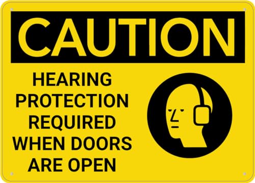 Puhayexi Wandschild mit Aufschrift "Caution Hearing Protection Required When Doors Open", 20,3 x 30,5 cm, rostfreies Aluminium, leicht zu lesen und stabil, für den Außenbereich, Metallschilder für Puhayexi Wandschild mit Aufschrift "Caution Hearing Protection Required When Doors Open", 20,3 x 30,5 cm, rostfreies Aluminium, leicht zu lesen und stabil, für den Außenbereich, Metallschilder für von Puhayexi