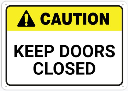 Puhayexi Wandschild mit Aufschrift "Caution Keep Doors Closed", 30,5 x 20,3 cm, Metall-Aluminiumschilder, wetterfest, für drinnen und draußen von Puhayexi