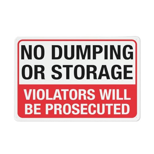 Schild "No Dumping Or Storage", 20,3 x 30,5 cm, rostfreies Aluminium, UV-geschützt, wasserdicht, wetterfest und lichtbeständig, 4 vorgebohrte Löcher Schild "No Dumping Or Storage", 20,3 x 30,5 cm, rostfreies Aluminium, UV-geschützt, wasserdicht, wetterfest und lichtbeständig, 4 vorgebohrte Löcher von Puhayexi