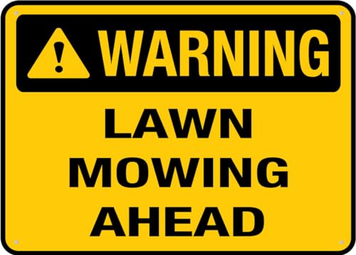 Schild mit Aufschrift "Lawn Mowing Ahead", 30,5 x 20,3 cm, Aluminiumschild, vorgebohrte Löcher für einfache Montage im Innen- und Außenbereich, für Zauntür oder Tor Schild mit Aufschrift "Lawn Mowing Ahead", 30,5 x 20,3 cm, Aluminiumschild, vorgebohrte Löcher für einfache Montage im Innen- und Außenbereich, für Zauntür oder Tor von Puhayexi
