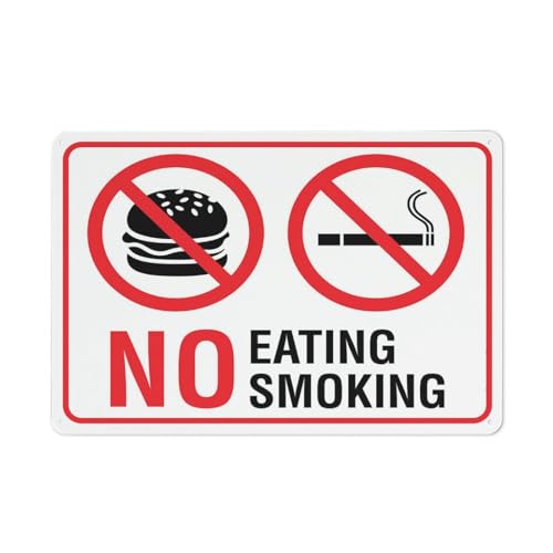Schild mit Aufschrift "No Eating No Smoking", 20,3 x 30,5 cm, rostfreies Aluminiumschild, für den Außenbereich, Metall-Blechschild für Zuhause, Geschäft, Hof Schild mit Aufschrift "No Eating No Smoking", 20,3 x 30,5 cm, rostfreies Aluminiumschild, für den Außenbereich, Metall-Blechschild für Zuhause, Geschäft, Hof von Puhayexi