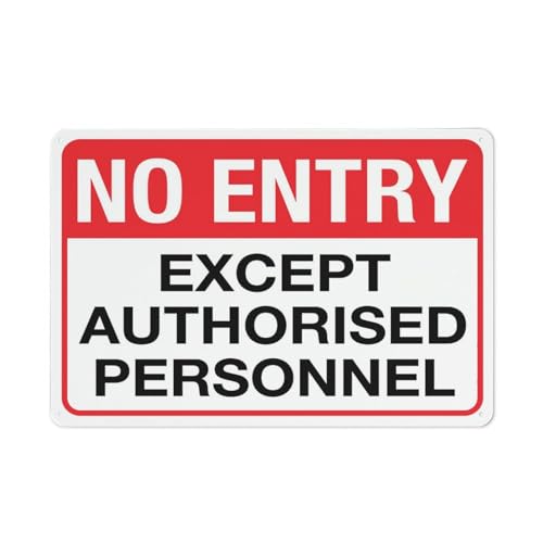 Schild mit Aufschrift "No Entry Except Authorised Personnel", 20,3 x 30,5 cm, rostfreies Aluminium, UV-Druck, 4 vorgebohrte Löcher, langlebig/wetterfest Schild mit Aufschrift "No Entry Except Authorised Personnel", 20,3 x 30,5 cm, rostfreies Aluminium, UV-Druck, 4 vorgebohrte Löcher, langlebig/wetterfest von Puhayexi