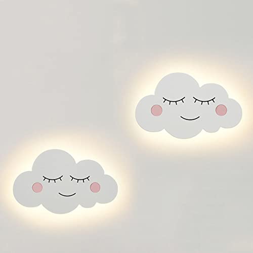 Puhui LED Wandlampe 18W modern Innen Wandleuchten Wolke form Wandstrahler 3 Farbtemperatur Dimmbar Nachttischlampe für Schlafzimmer Kinder Zimmer Cartoon Schmücken Wandbeleuchutung (Rosa Smiley) von Puhui