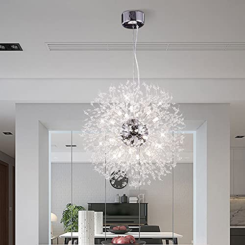 Puhui Modern Kronleuchter Kristalle, Modern Creative Feuerwerk Lampe Sputnik Hänge Leuchten, Löwenzahn Deckenlampe Höhenverstellbar, G9 Fassung Pendelleuchte für Schlafzimmer, Wohnzimmer, Esszimmer von Puhui