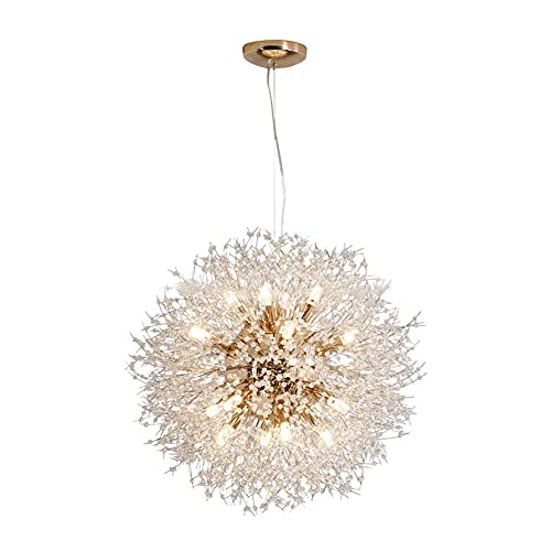 Puhui Modern Kronleuchter Kristalle, Modern Creative Feuerwerk Lampe Sputnik Hänge Leuchten, Löwenzahn Deckenlampe Höhenverstellbar, G9 Fassung Pendelleuchte für Schlafzimmer, Wohnzimmer, Esszimmer von Puhui