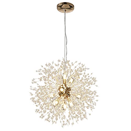 Puhui Modern Kronleuchter Kristalle, Modern Creative Feuerwerk Lampe Sputnik Hänge Leuchten, Löwenzahn Deckenlampe Höhenverstellbar, G9 Fassung Pendelleuchte für Schlafzimmer, Wohnzimmer, Esszimmer von Puhui