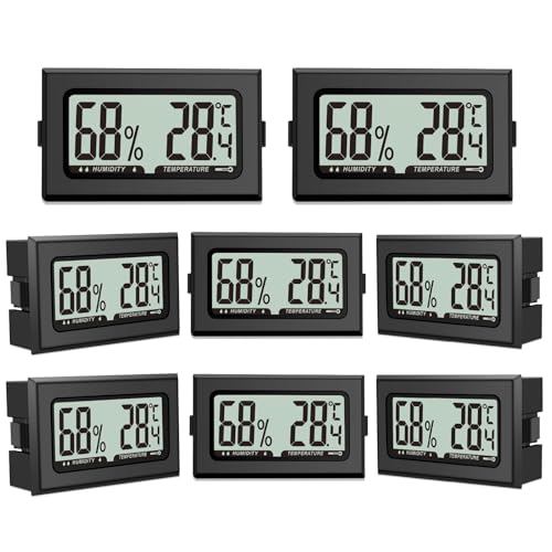 8 Stück Luftfeuchtigkeitsmesser Thermometer, Mini Digital Hygrometer mit LCD, Temperatur Zimmerthermometer für Innenraum Büro Wohnzimmer und Weinkeller（Batterien Enthalten） von Puiseno