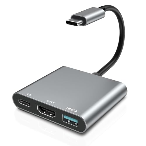 USB C HDMI Adapter 4K@60Hz, 3-in-1 USB-C Multiport Hub mit 100W PD Ladeanschluss, USB 3.0 Datenübertragung, Kompatibel mit MacBook Pro, iPad, iPhone 15, Galaxy S23, Surface und mehr USB C HDMI Adapter 4K@60Hz, 3-in-1 USB-C Multiport Hub mit 100W PD Ladeanschluss, USB 3.0 Datenübertragung, Kompatibel mit MacBook Pro, iPad, iPhone 15, Galaxy S23, Surface und mehr von Puiseno