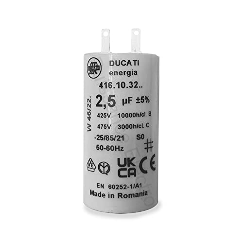 Kondensator für Jalousien, kompatibel mit Somfy® und Simu®, 2,5 µF, 6 Nm, Kabelschuhe 2,8 mm von Puissance Electro