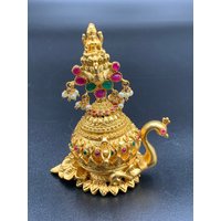 Pfau Design Box/Lakshmi Print Puja Artikel Sindor Gold Ringbox Traditionelle Kumkum von Pujadravya