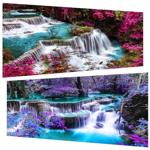 2 Stück Diamond Painting (30x60 cm), 5D Diamant Painting Erwachsene, DIY Wasserfälle Diamant Art Bilder Groß Set für Wohnzimmer Schlafzimmer Wand Dekoration Geschenke (2er set) von Pujeknm