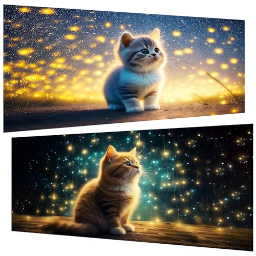 2 Stück Diamond Painting (30x60 cm), 5D Katze Diamant Painting Erwachsene, DIY Tiere Diamant Art Bilder Groß Set für Wohnzimmer Schlafzimmer Wand Dekoration Geschenke (2er set) von Pujeknm