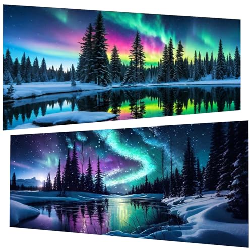 2 Stück Diamond Painting (30x60 cm), 5D Diamant Painting Erwachsene, DIY Aurora Diamant Art Bilder Groß Set für Wohnzimmer Schlafzimmer Wand Dekoration Geschenke (2er set) von Pujeknm