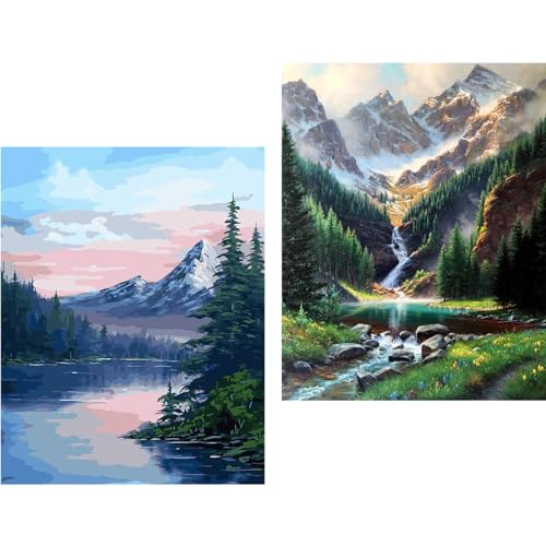 2 Stück Diamond Painting Erwachsene Landschaft-Berg 5D Diamant Painting Set Bilder Erwachsene,DIY Personalisiert Basteln Bilder Dekorationen für Home Wand Décor(2er set,30x40cm) von Pujeknm