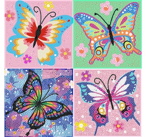 5D DIAMANT PAINTING SCHMETTERLING-SET FÜR KINDER - FULL DIAMANT BILDER FÜR 6-12 JAHRE, DIY MOSAIKBASTELN MIT 15x15CM, AB 6 JAHRE von Pujeknm