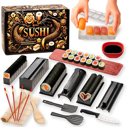Pukpu Sushi Set Komplett – 20-teiliges DIY Kit mit Bambusmatte, Sushi Werkzeug, Teller, Soßenschale, Stäbchen, Geschenkbox – Mit Anleitung & Videos – Perfektes Set für Anfänger Pukpu Sushi Set Komplett – 20-teiliges DIY Kit mit Bambusmatte, Sushi Werkzeug, Teller, Soßenschale, Stäbchen, Geschenkbox – Mit Anleitung & Videos – Perfektes Set für Anfänger von Pukpu