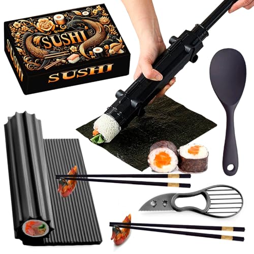 Sushi Maker Set Mit Bazooka, Maki Roller und Formen - DIY Starter Set für Anfänger, Zubehör für Perfekte Rollen, Geschenkset für Zuhause Sushi Maker Set Mit Bazooka, Maki Roller und Formen - DIY Starter Set für Anfänger, Zubehör für Perfekte Rollen, Geschenkset für Zuhause von Pukpu