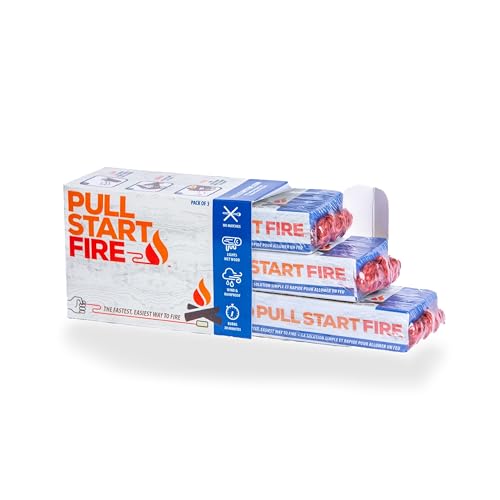 Pull Start Fire Grillanzünder ohne Anzündhilfe - Camping Zubehör Anzünder Outdoor - wetterfester Feuerstarter Kaminanzünder -nachhaltiger Feueranzünder Outdoor [3 Stück] von Pull Start Fire