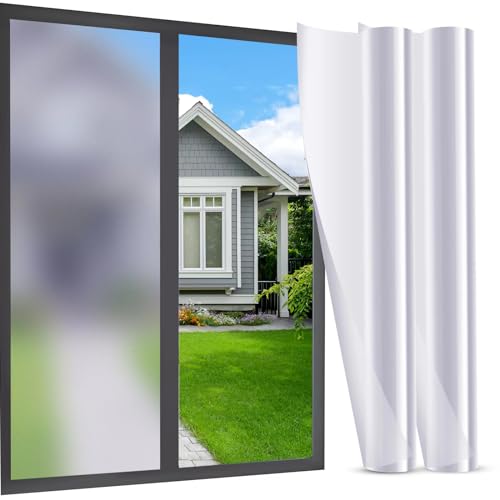 PullinTimes 2er-Set Fensterfolie, Milchglasfolie Fensterfolie Statisch Haftend, Fensterfolie Sichtschutz Blickdicht Für Büro, Badezimmer, Familien und Umkleideräume (44.5 x 200 cm) von PullinTimes