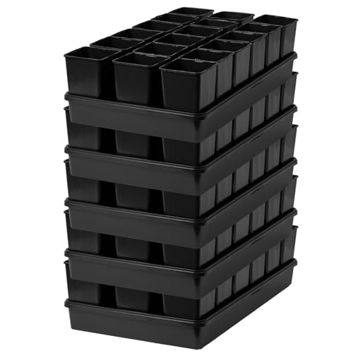 Pullmer 18x Anzuchttöpfe eckig mit Untersetzer, Pflanztöpfe für Stecklinge & Samenanzucht, mit Tablett, Shuttle-Trageschalen (Anzuchttöpfe 9x9x14 + Untersetzer; 5 Pack) von Pullmer