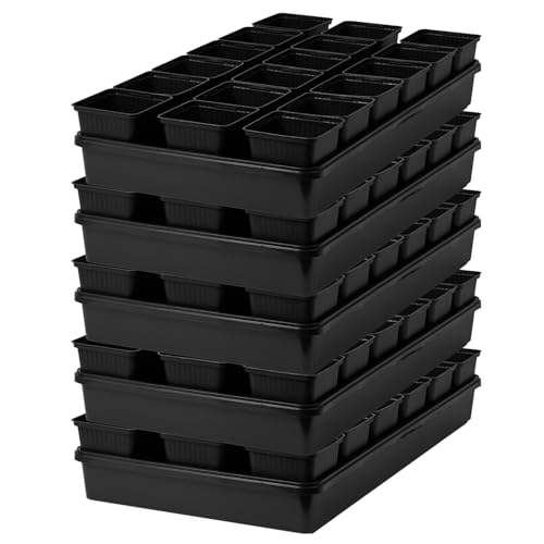Pullmer 18x Anzuchttöpfe eckig mit Untersetzer, Pflanztöpfe für Stecklinge & Samenanzucht, mit Tablett, Shuttle-Trageschalen (Anzuchttöpfe 9x9x9,5 + Untersetzer; 5 Pack) von Pullmer