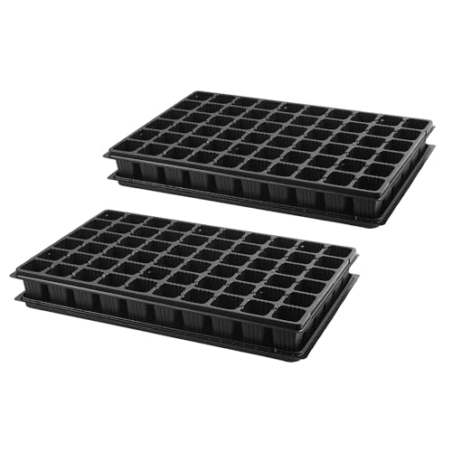 Pullmer Anzuchtplatte Tiefwurzler mit Untersetzer mit 60 Pflanzlöchern, Topfplatte, 2er-Pack, Saatplatte für 60 Töpfe 46x46 mm je Platte, perfekt für die Aussaat, für Sämlinge oder Stecklinge von Pullmer