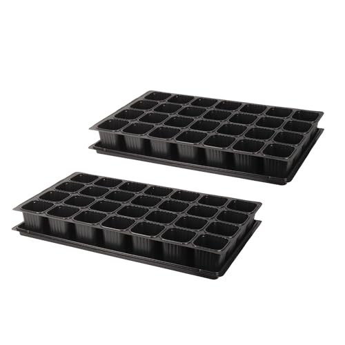 Pullmer Anzuchtplatte mit Untersetzer mit 28 Pflanzlöchern, Topfplatte, 2er-Pack, Saatplatte für 28 Töpfe 66x66 mm je Platte, perfekt für die Aussaat, für Sämlinge oder Stecklinge von Pullmer