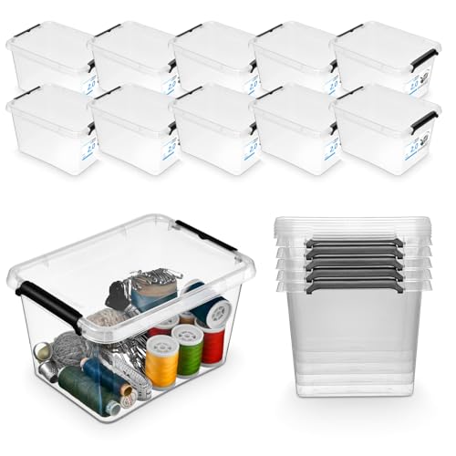 Pullmer Aufbewahrungsbox mit Deckel, Aufbewahrungsbehälter, Stapelboxen, Kisten, Kunststoffbox 10-er Set, Boxen 2L, 19,5x15x11 cm Pullmer Aufbewahrungsbox mit Deckel, Aufbewahrungsbehälter, Stapelboxen, Kisten, Kunststoffbox 10-er Set, Boxen 2L, 19,5x15x11 cm von Pullmer