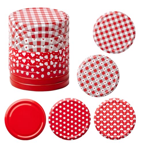 Pullmer Deckel für gläser 82 mm, Schraubdeckel, Twist-Off-Deckel (Rot MIX, 10 Stück) von Pullmer
