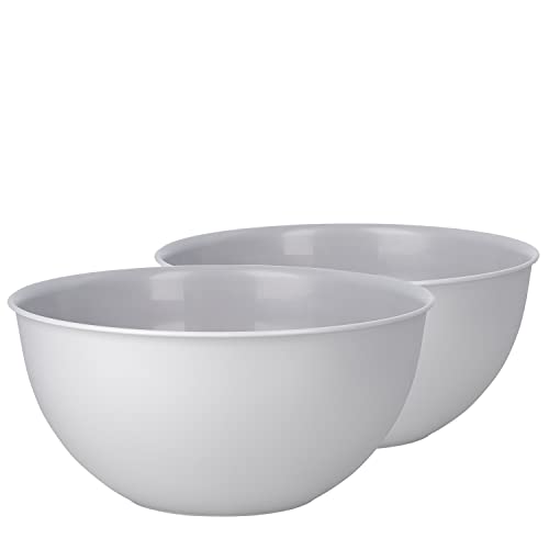 Pullmer Küchenschüssel 2er Set Ø 23 cm, aus Kunststoff, ideal als Müslischale, Salatschüssel, Rührschüssel, Servierschüssel, Plastikschüssel rund, spülmaschinengeeignet (3 L, Grau) von Pullmer
