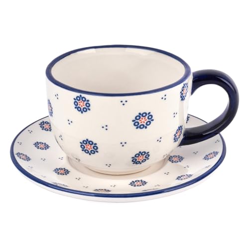 Pullmer Teetasse 340 ml mit Untersetzer, Kaffeetasse, rustikales Design von Pullmer