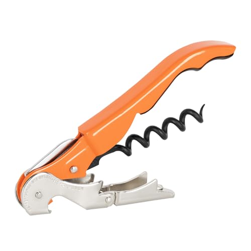 PULLTAP'S GENUINE Classic 500 Orange Kellner-Korkenzieher für den professionellen Gebrauch, hergestellt in Spanien, mit doppeltem Gelenkhebel, Folienschneider und Flaschenöffner von Pulltap's