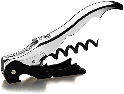 PULLTAP'S GENUINE Slider Boss 150 Professioneller Kellner-Korkenzieher, verchromt und schwarz, hergestellt in Spanien, mit doppeltem Gelenkhebel, Cuttermesser und Flaschenöffner von Pulltap's
