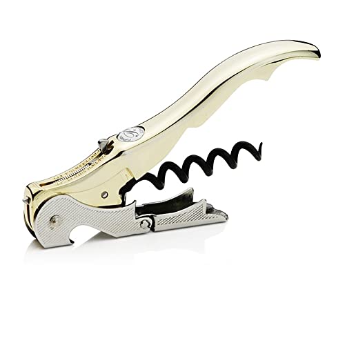 PULLTAP'S GENUINE Slider Boss 150 Dorado Professioneller Kellner-Korkenzieher, hergestellt in Spanien, mit doppeltem Gelenkhebel, Cuttermesser und Flaschenöffner von Pulltap's