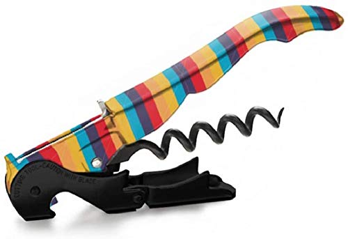 PULLTAP'S GENUINE Professioneller Kellner-Korkenzieher Raya Color 900, gestreift, hergestellt in Spanien, mit doppeltem Gelenkhebel, Cuttermesser und Flaschenöffner von Pulltap's