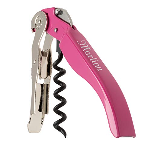 Pulltex Kellnermesser ClickCut Fuchsia mit Laser-Gravur Korkenzieher aus Metall Doppelhebel von Pulltex