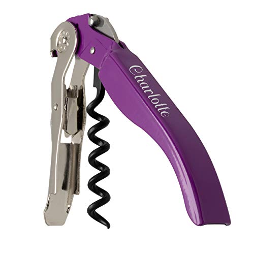 Pulltex Kellnermesser ClickCut Violet mit Laser-Gravur Korkenzieher aus Metall Doppelhebel von Pulltex