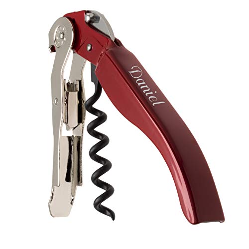 Pulltex Kellnermesser ClickCut Wine Burgundy mit Laser-Gravur Korkenzieher aus Metall Doppelhebel von Pulltex