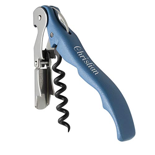 Pulltex Kellnermesser Pulltaps Classic Blue Evolution mit Laser-Gravur Korkenzieher aus Metall Doppelhebel von Pulltex