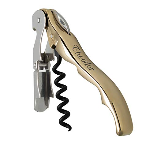 Pulltex Kellnermesser Pulltaps Classic Gold mit Laser-Gravur Korkenzieher aus Metall Doppelhebel von Pulltex