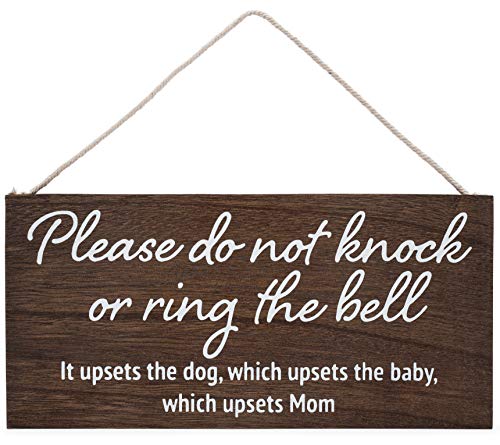 Baby-Schlafschild für Haustür, Aufschrift "Please do not knock or ring the bell", it upsets dog, which baby, mom – No Soliciting-Schild Haus Do Ring Türklingel Schild von Pulse Brands