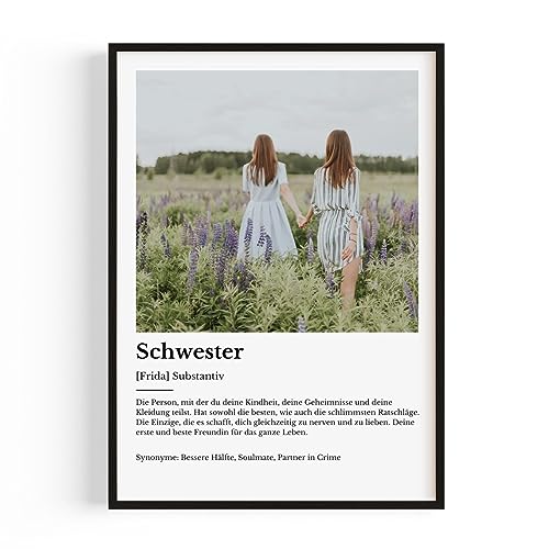 Foto Geschenk Schwester - Eigenes Bild hochladen als Geschenk für Schwester Geburtstag - Ideal als Geburtstagsgeschenk für Schwester oder an Weihnachten - Beliebte personalisierte Geschenke Schwester von Pulse of Home