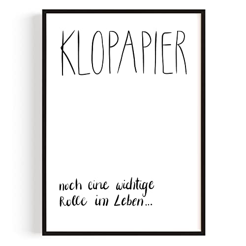 Badezimmer Deko Bilder – Kunstdruck 'Klopapier Rolle' A4 (21 x 29,7 cm) – Made in Germany – Mit Rahmen – Verleiht Deinem Raum eine besondere Note, als Wanddekoration – Macht Freude im Alltag von GiveSmiles
