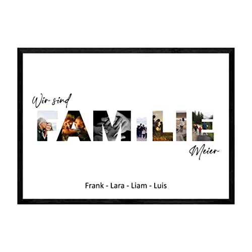 PULSE of HOME Familien Bilder Collage Personalisiert – Einzigartige Deko für deine Familie zum Hinstellen oder Aufhängen – Personalisierte Geschenke von PULSE of HOME
